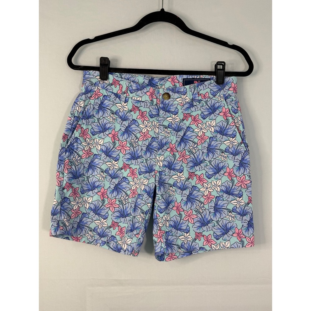 Vineyard Vines Hibiscus‎ Floral Shorts 28 Blue Pink Cotton Stretch Excellent